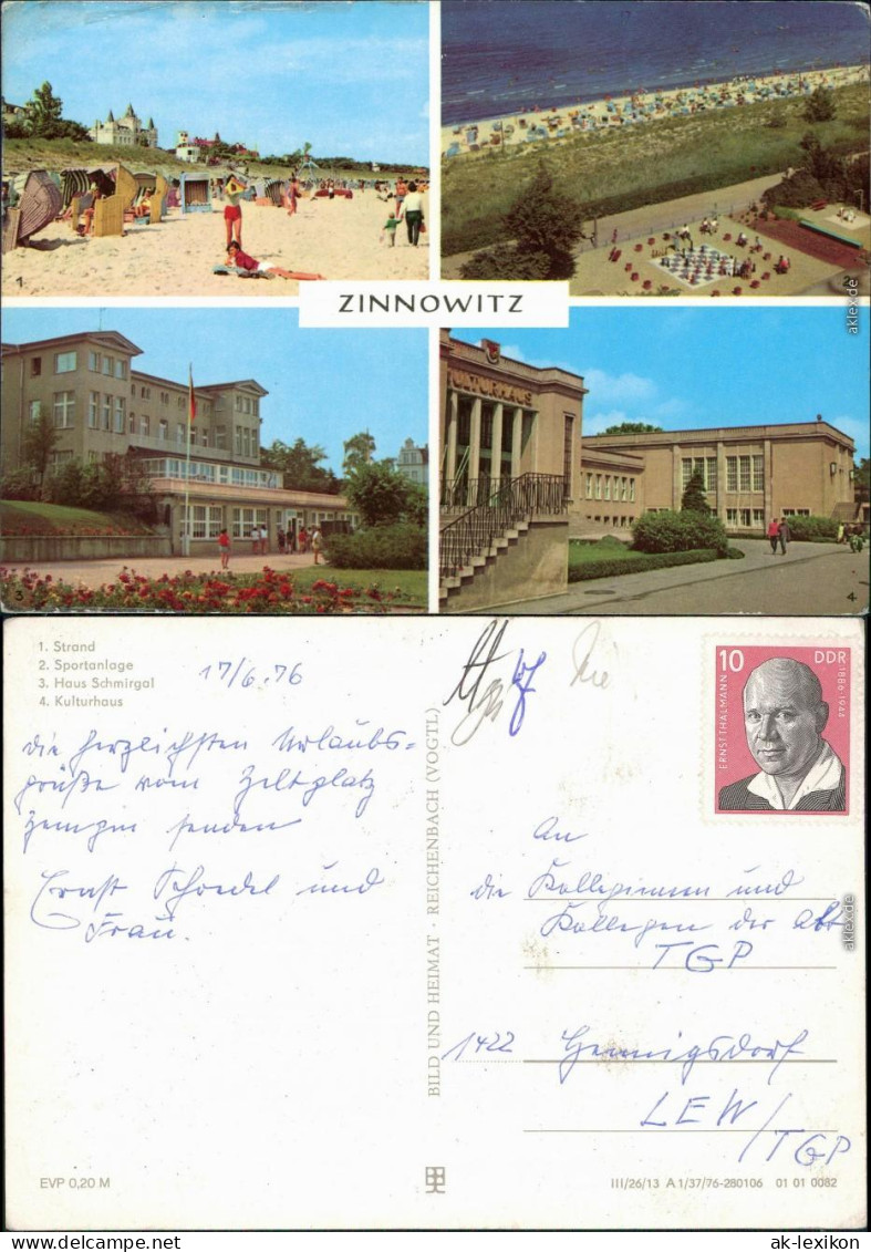 Zinnowitz 1. Strand, 2. Sportanlage, 3. Haus Schirgal, 4. Kulturhaus 1976 - Zinnowitz