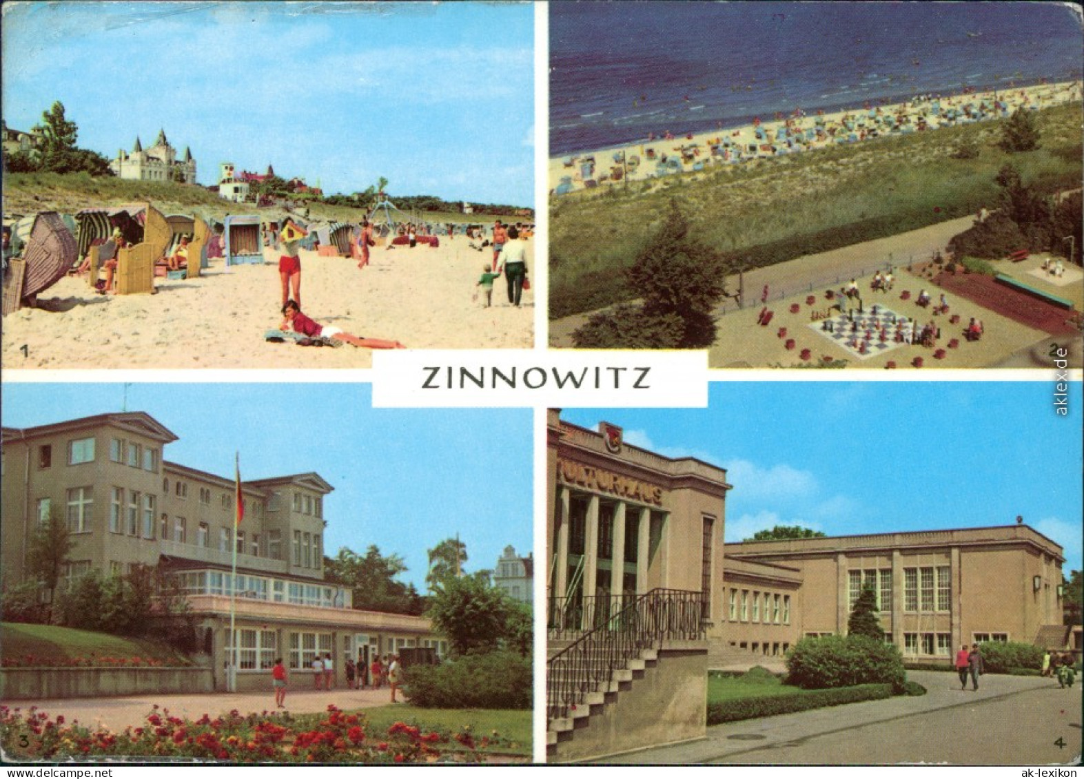 Zinnowitz 1. Strand, 2. Sportanlage, 3. Haus Schirgal, 4. Kulturhaus 1976 - Zinnowitz