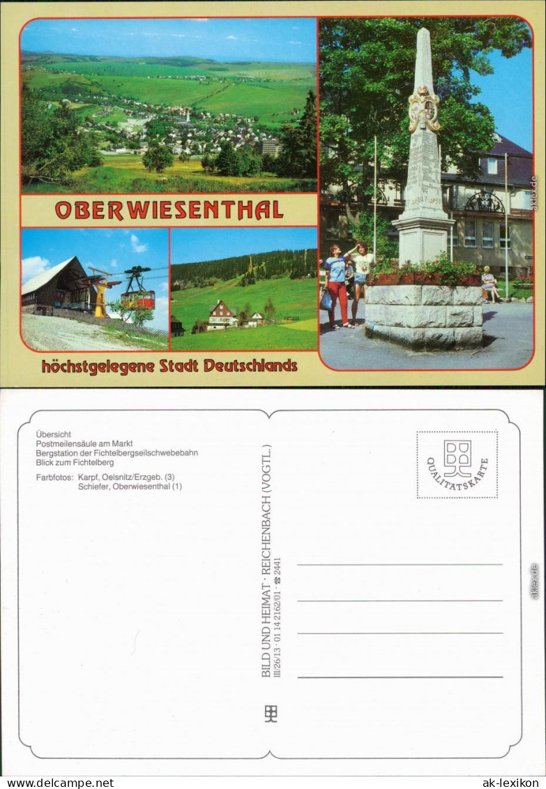 Oberwiesenthal Übersicht, Postmeilensäule Am Markt, Bergstation  1994 - Oberwiesenthal