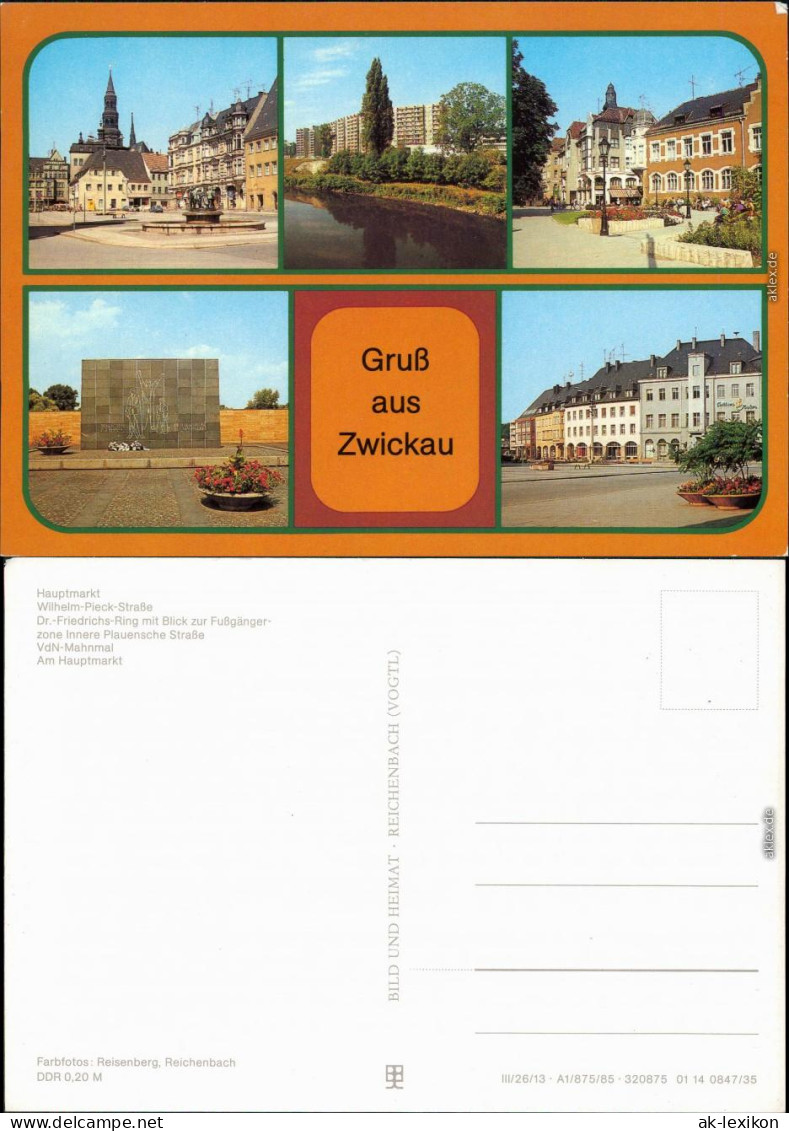 Zwickau Hauptmarkt, Wilhelm-Pieck-Straße,  Plauensche Straße 1985 - Zwickau