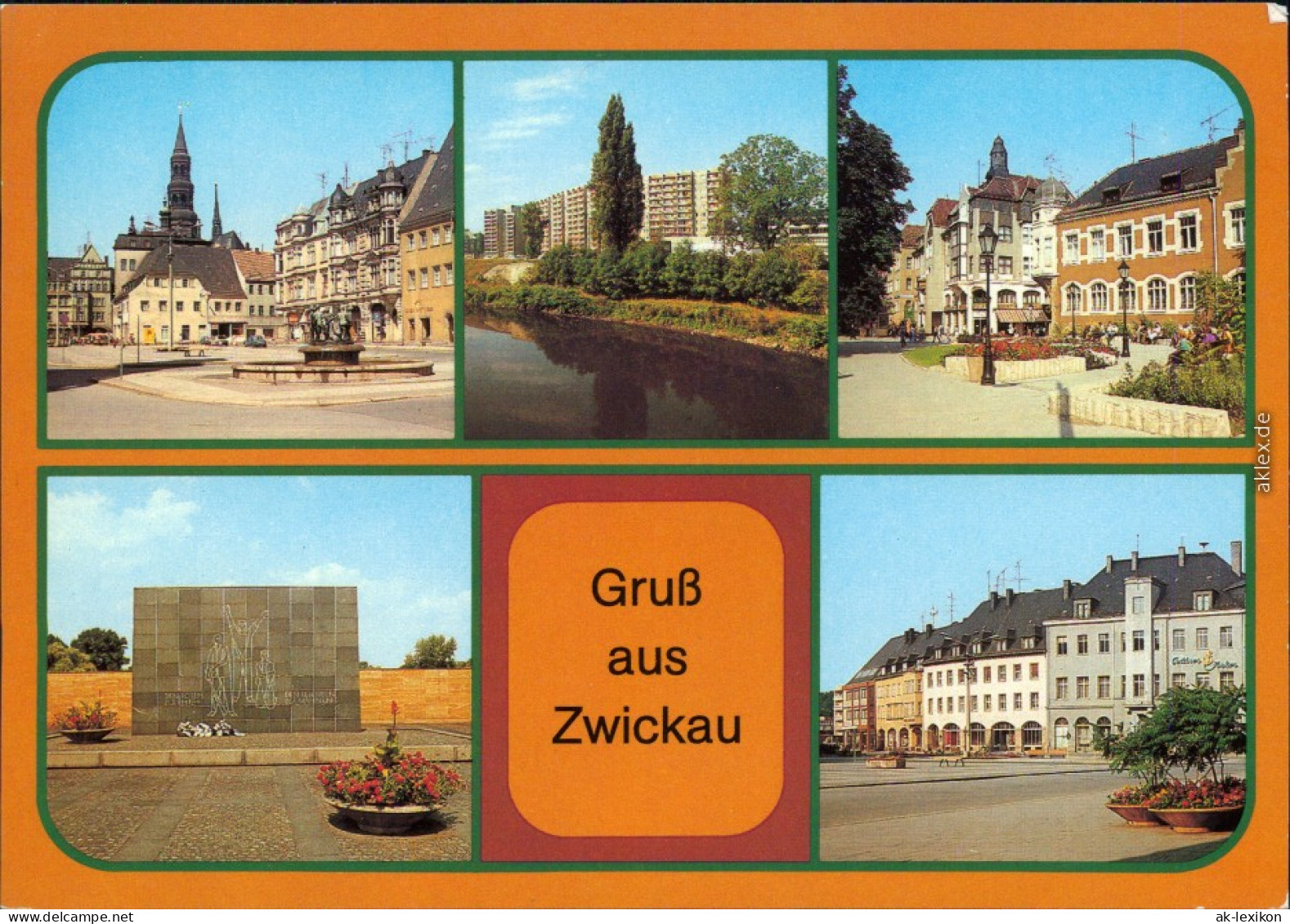 Zwickau Hauptmarkt, Wilhelm-Pieck-Straße,  Plauensche Straße 1985 - Zwickau