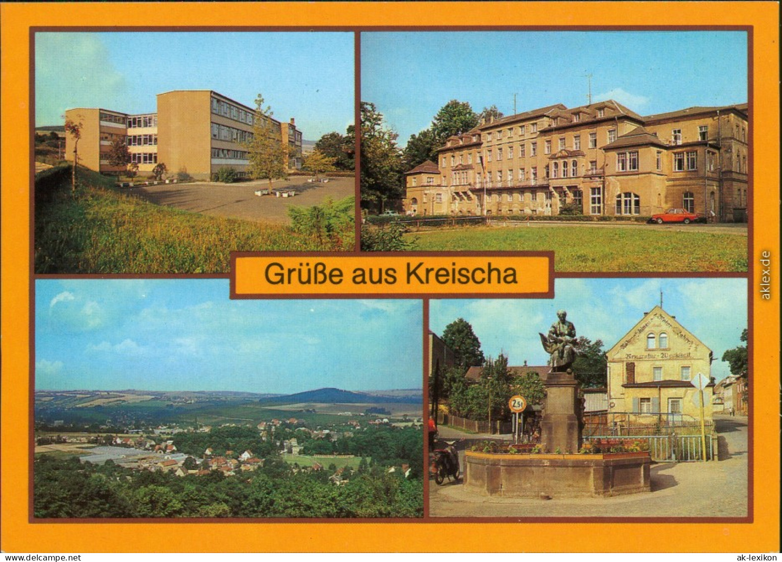 Kreischa POS Oberschule, Krankenhaus, Übersicht, Gänselieselbrunnen 1985 - Kreischa