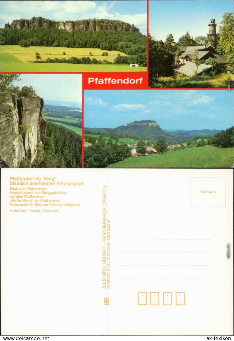 Pfaffendorf Königstein (Sächsische Schweiz)  Aussichtsturm Berggaststätte  1987 - Königstein (Sächs. Schw.)