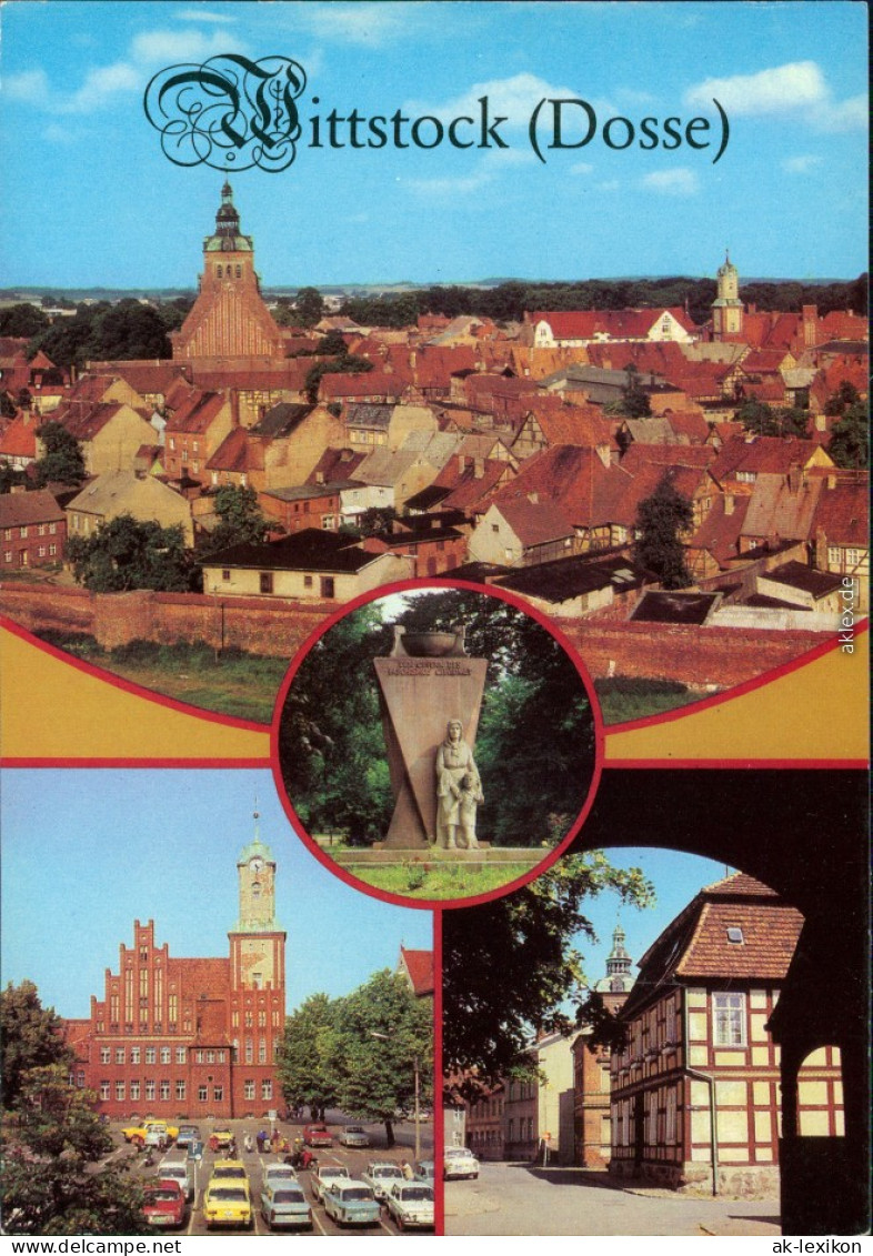 Wittstock Dosse Panorama-Ansicht, OdF-Denkmal, Ernst-Thälmann-Platz,  1982 - Wittstock