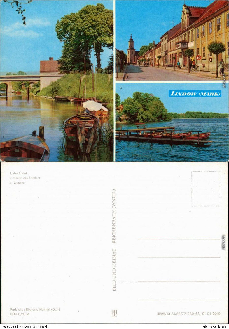 Lindow (Mark) 1. Am Kanal, 2. Straße Des Friedens, 3. Wutzsee 1977 - Lindow
