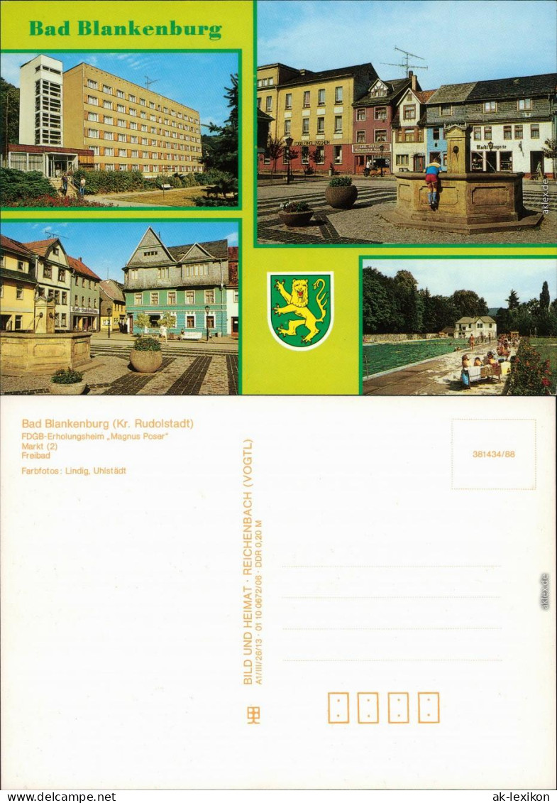 Bad Blankenburg FDGB-Erholungsheim "Magnus Poser", Markt, Freibad 1988 - Sonstige & Ohne Zuordnung