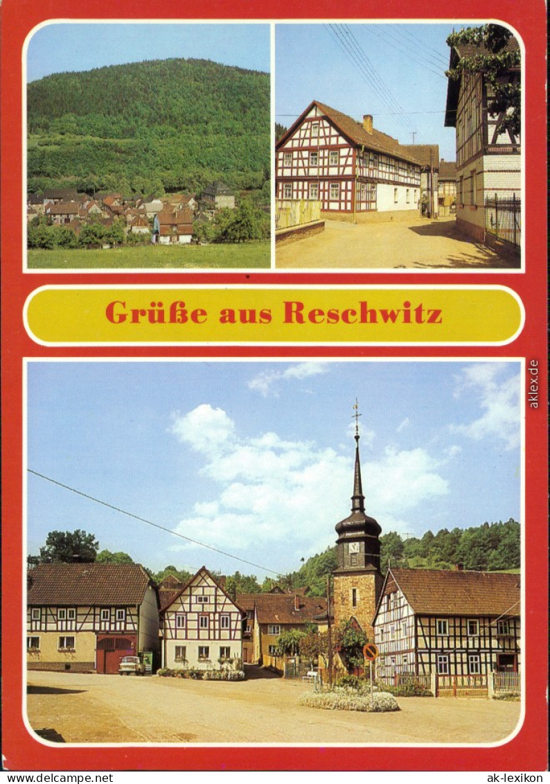 Reschwitz Teilansicht, Ortsmotiv, Dorfplatz Ansichtskarte 1987 - Sonstige & Ohne Zuordnung