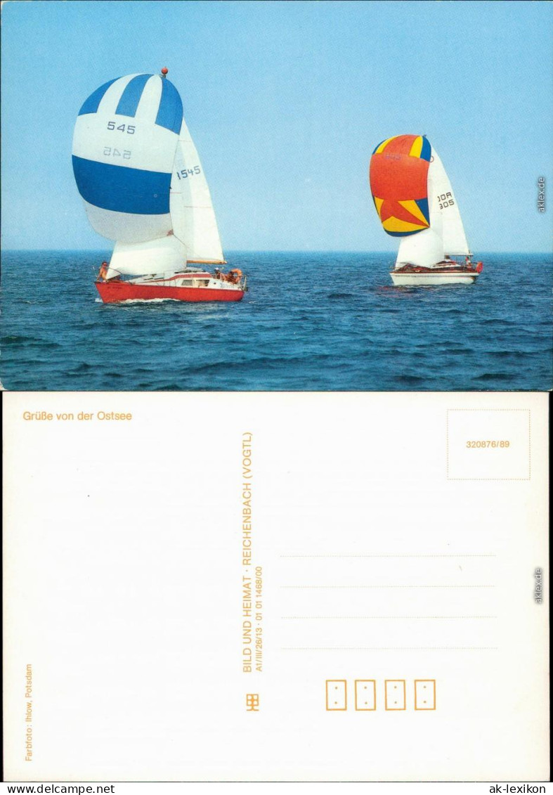 Allgemein Mecklenburg Vorpommern Zwei Segelboote 545 Und 905 Auf Dem Meer 1989 - Sonstige & Ohne Zuordnung