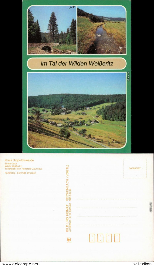 Dippoldiswalde Zinnbrücke, Wilde Weißeritz,   Rehefeld-Zaunhaus 1987 - Dippoldiswalde
