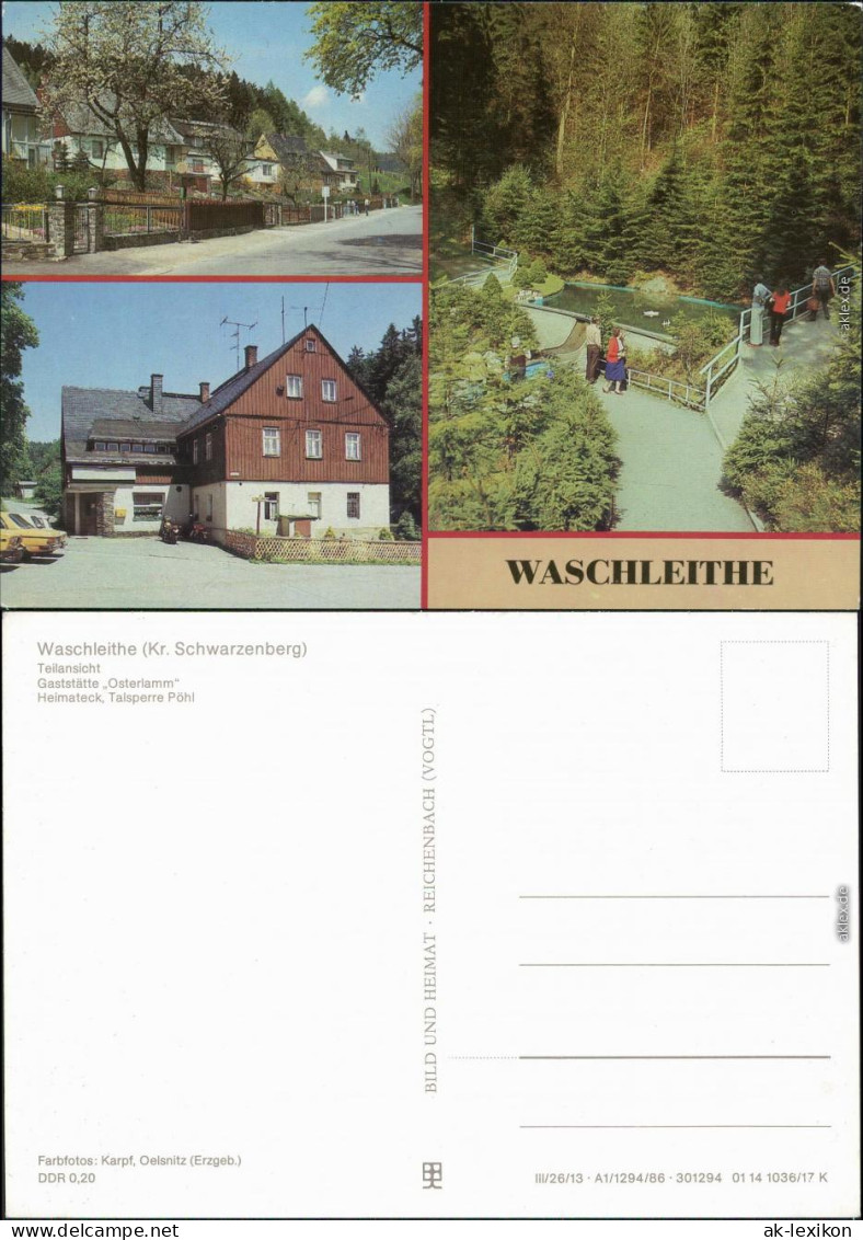 Waschleithe Grünhain Beierfeld Teilansicht Gaststätte Osterlamm, Heimateck 1986 - Gruenhain