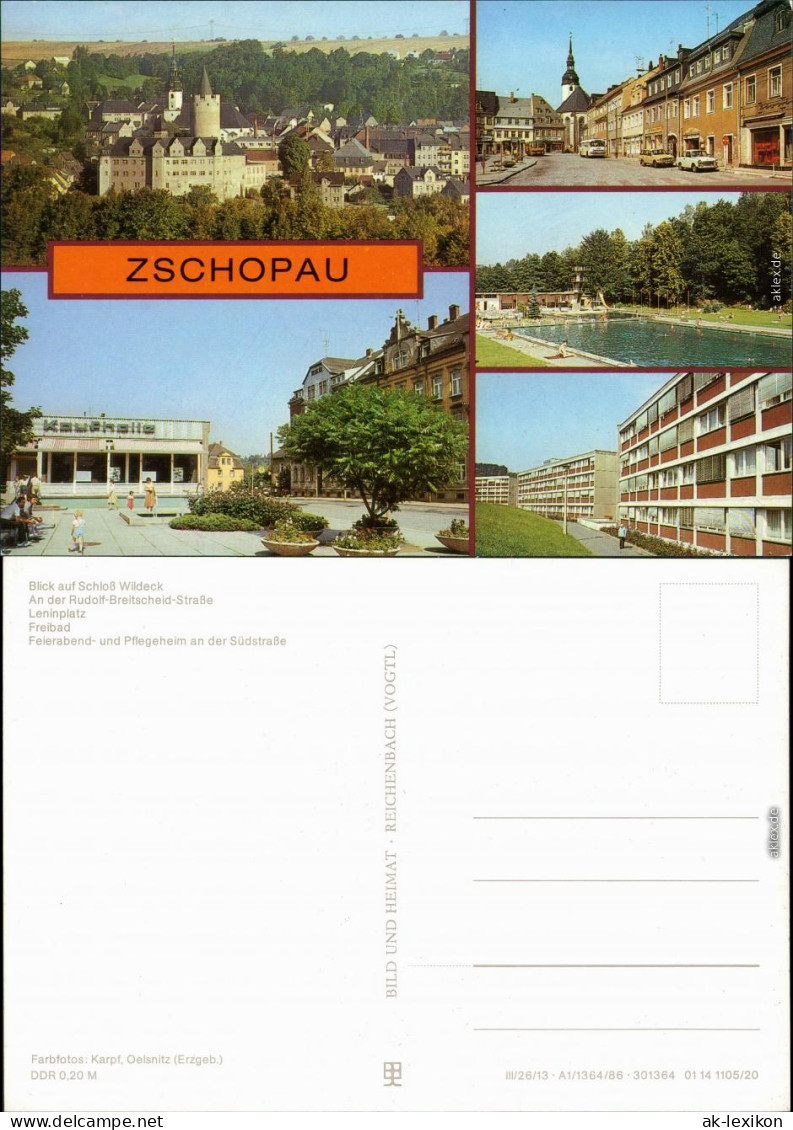 Zschopau Schloss Wildeck, Rudolf-Breitscheid-Straße, Leninplatz Freibad,   1986 - Zschopau