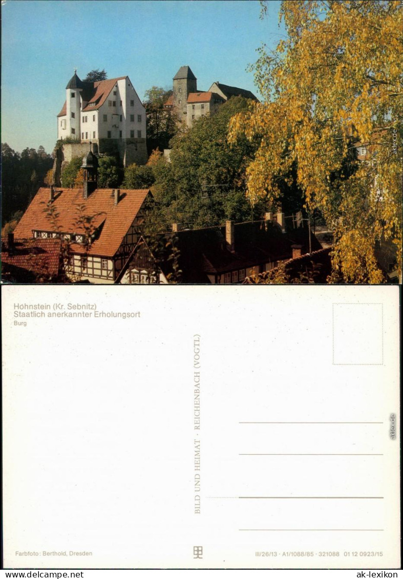 Hohnstein (Sächs. Schweiz) Burg Hohnstein Ansichtskarte 1985 - Hohnstein (Saechs. Schweiz)