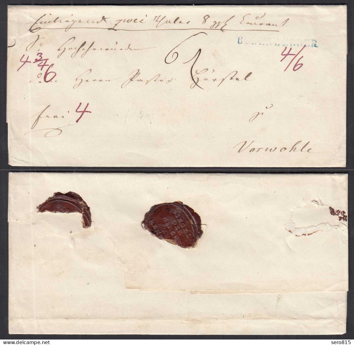 Alter Vorphila Umschlag  1852 Mit Taxierungen   (31786 - Vorphilatelie