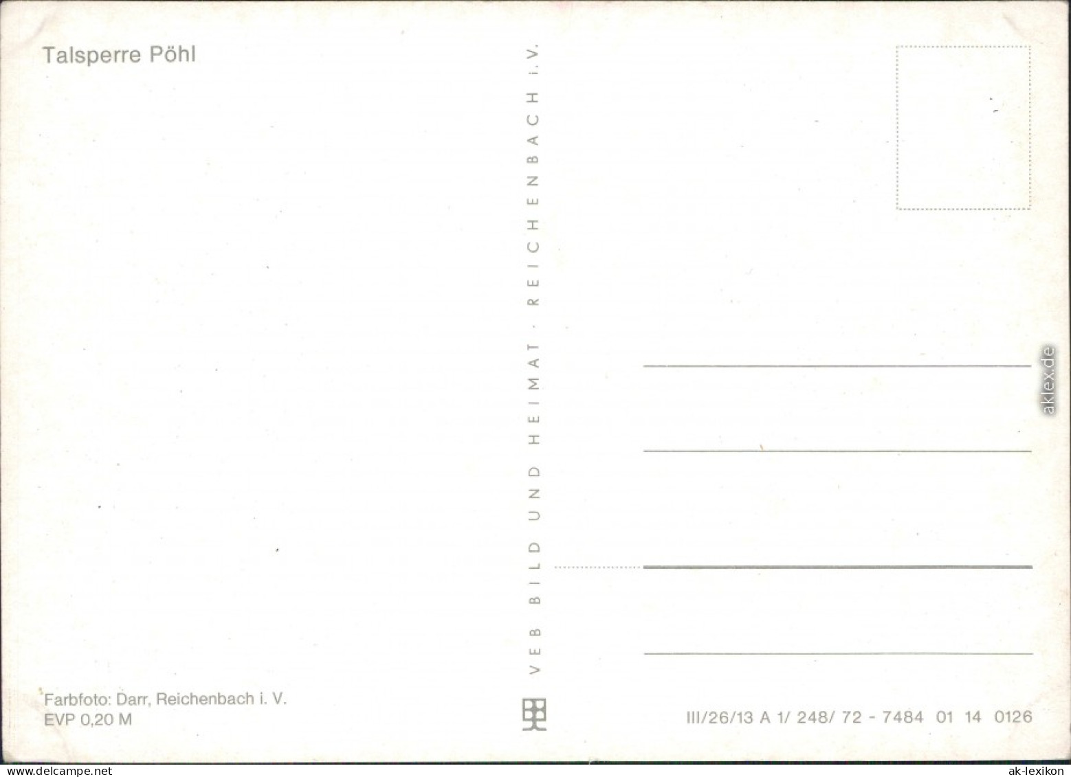 Pöhl Talsperre Ansichtskarte  Xx 1972 - Poehl