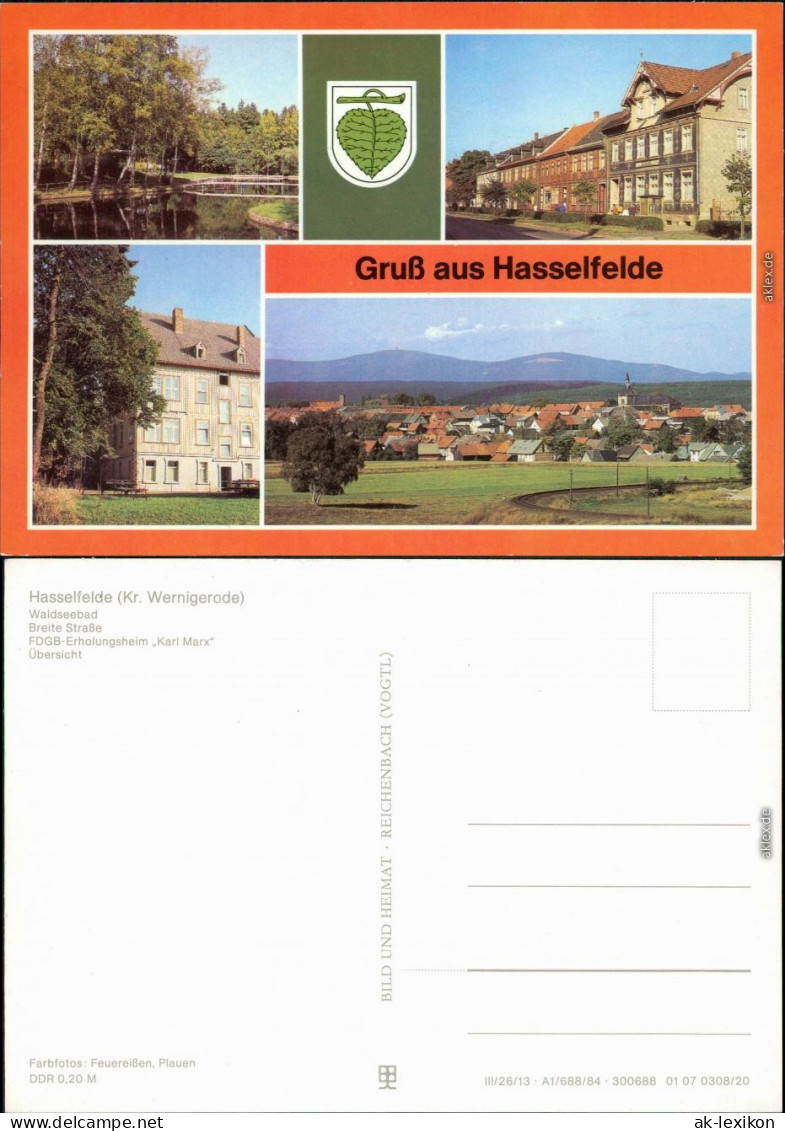 Hasselfelde Waldseebad, Breite Straße, FDGB-Erholungsheim "Karl Marx 1984 - Autres & Non Classés