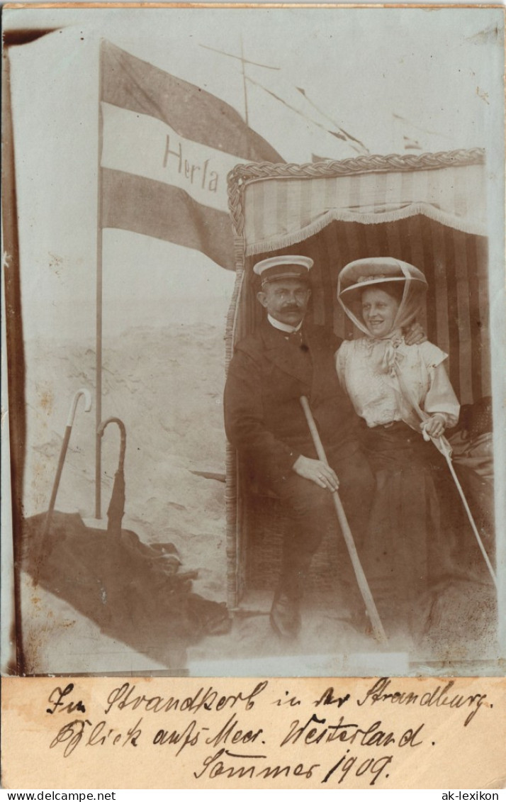 Westerland-Sylt Ehepaar Im Strandkorb Strandburg 1909 Privatfoto Foto - Other & Unclassified