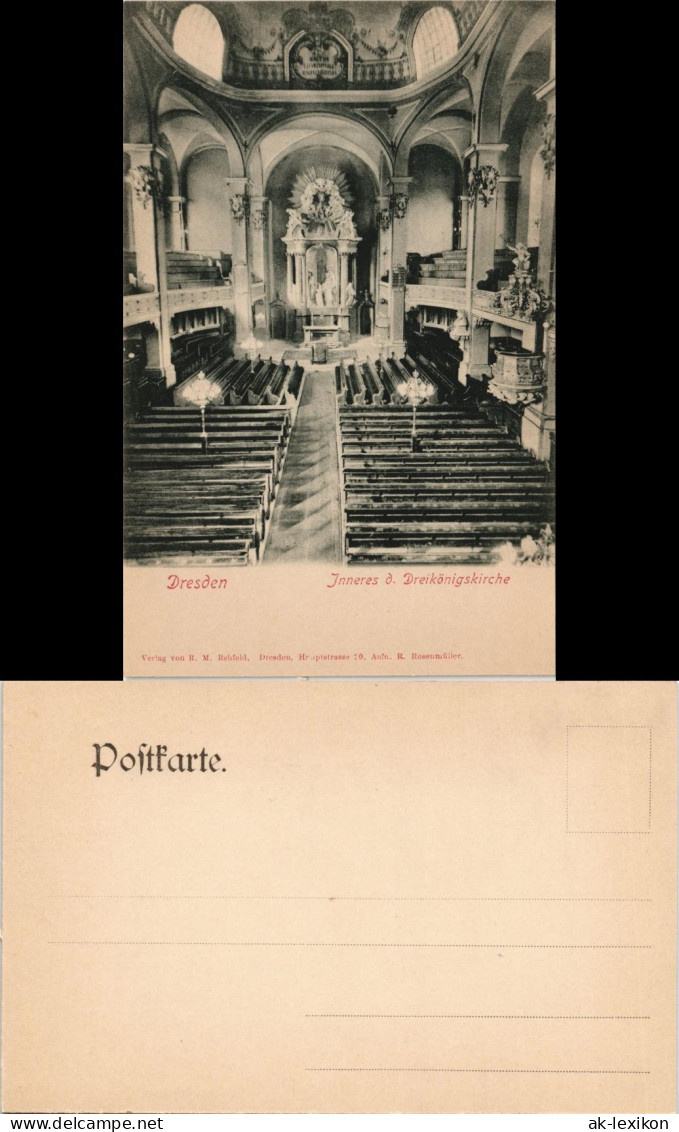 Ansichtskarte Innere Neustadt-Dresden Dreikönigskirche - Innen 1907 - Dresden