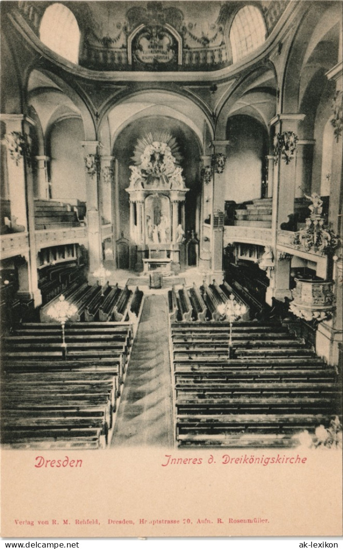 Ansichtskarte Innere Neustadt-Dresden Dreikönigskirche - Innen 1907 - Dresden