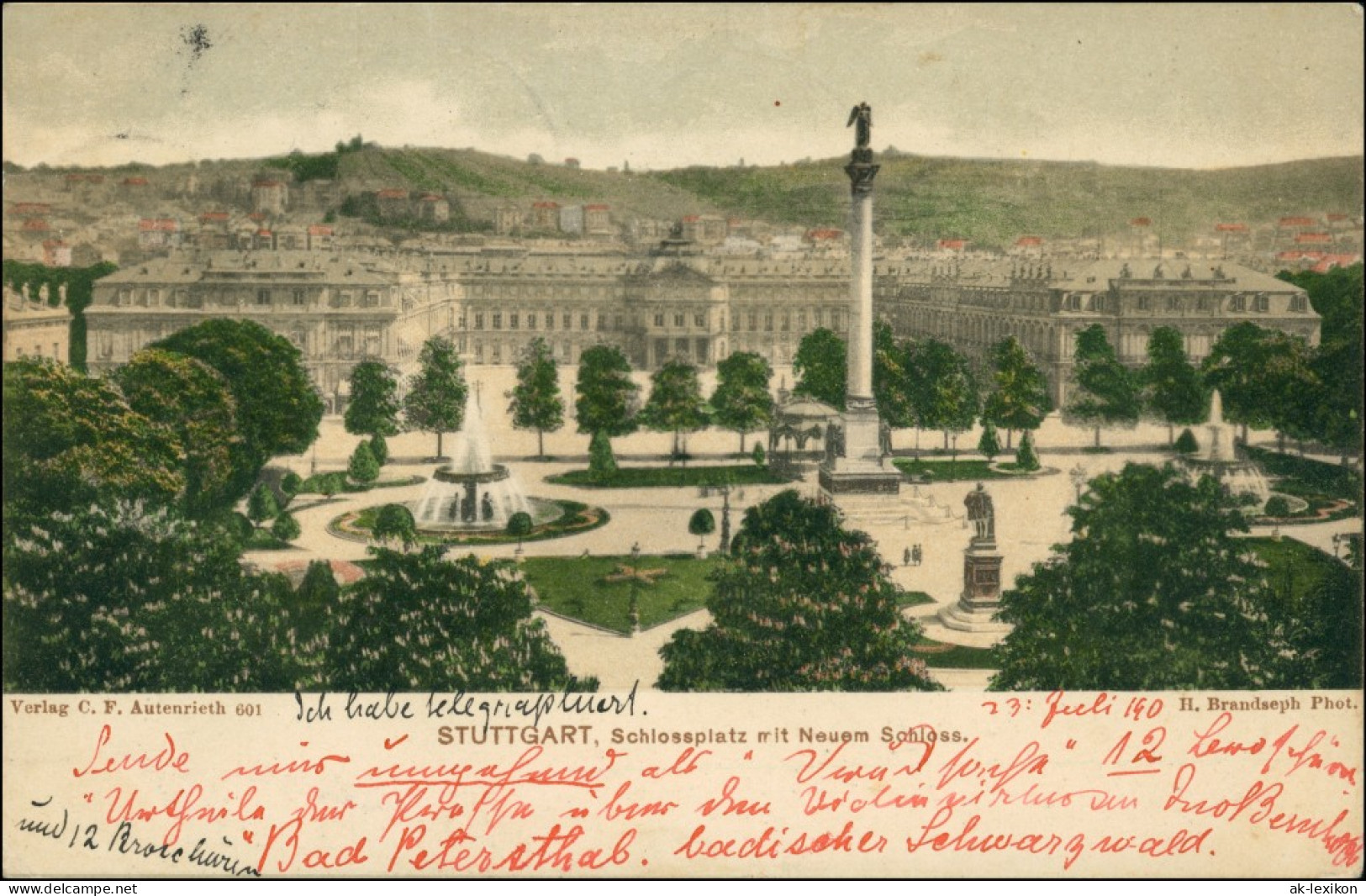 Ansichtskarte Stuttgart Schloßplatz 1898 - Stuttgart