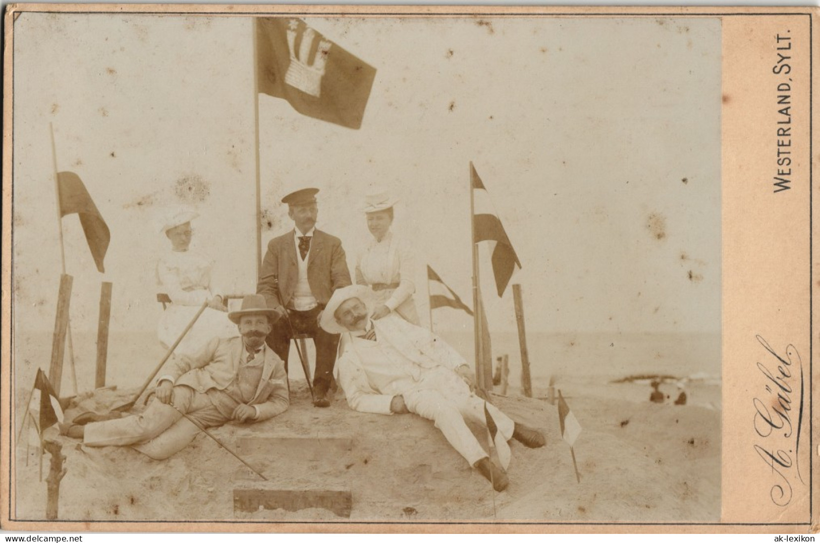 Westerland-Sylt CDC Kabinettfoto Männer Am Strand 1880 Kabinetfoto - Other & Unclassified
