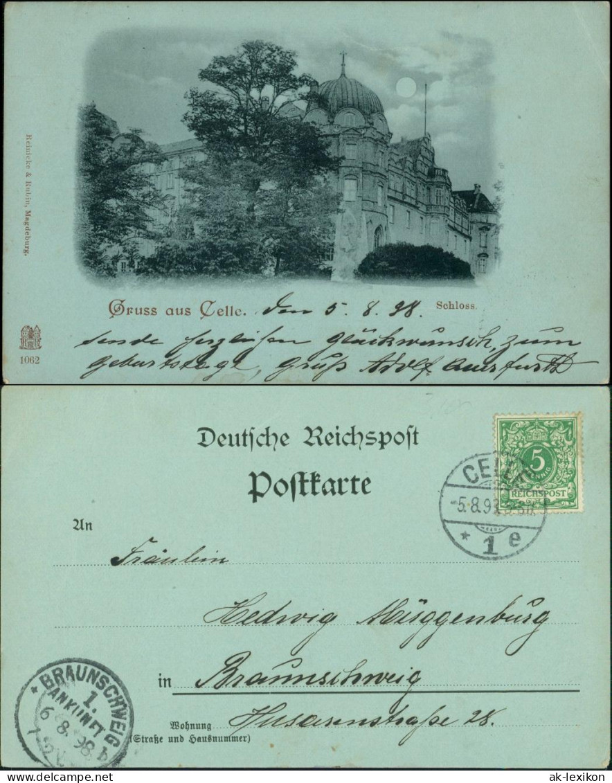 Ansichtskarte Celle Mondscheinlitho - Schloß 1898 - Celle