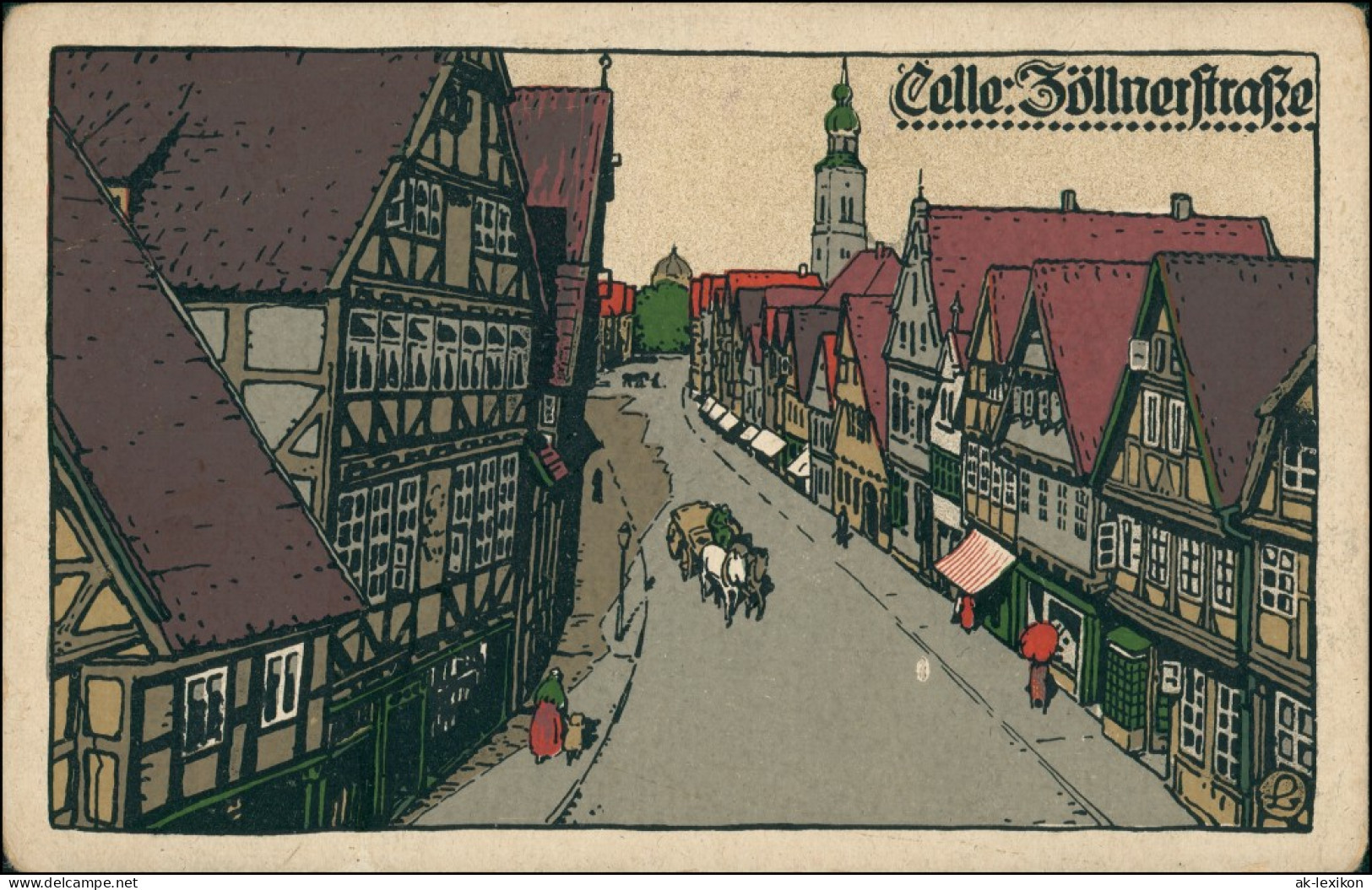 Ansichtskarte Celle Zöllnerstraße Steindruck Ak 1911 - Celle