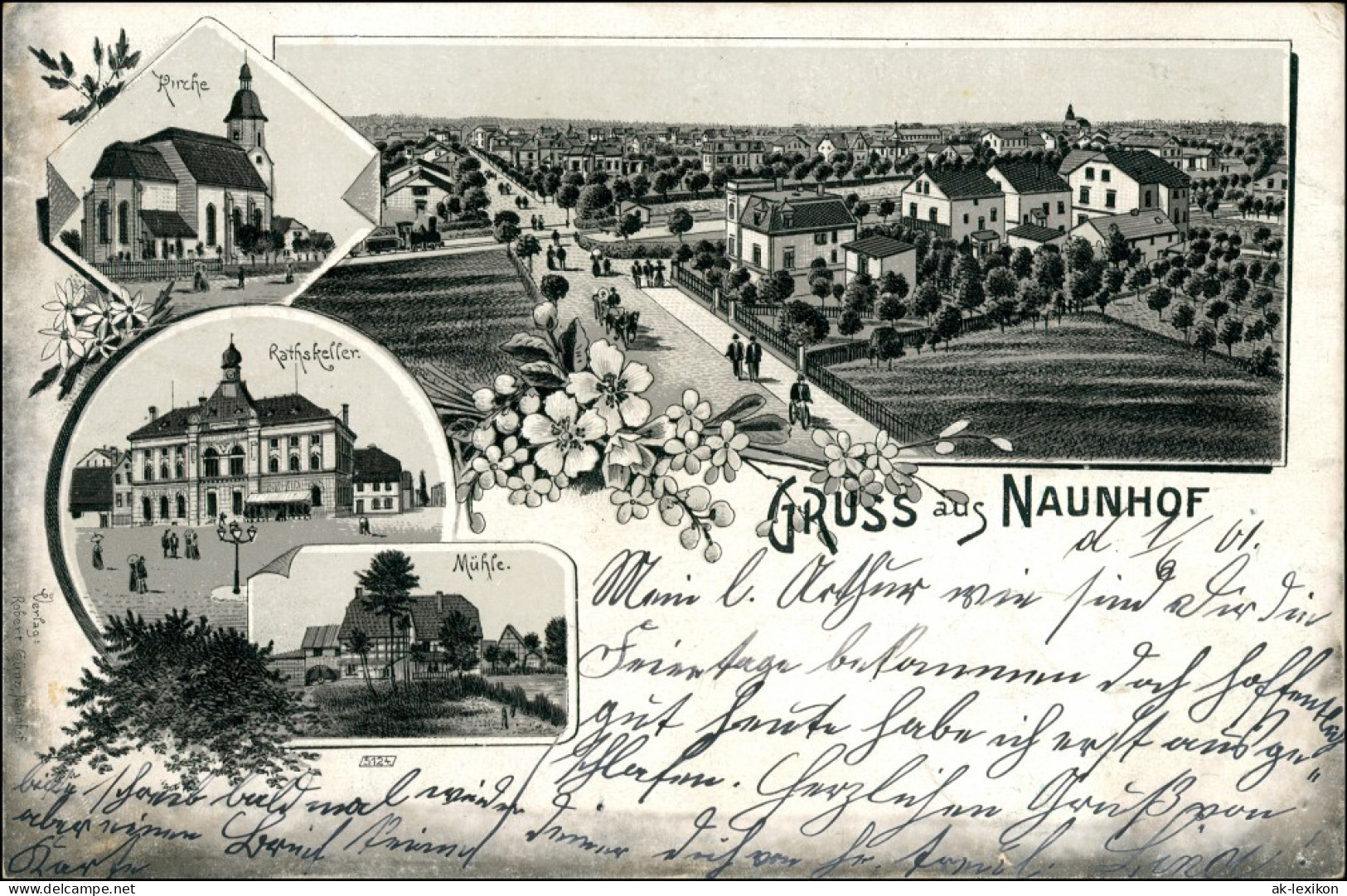 Ansichtskarte Litho AK Naunhof Kirche, Straße, Mühle 1899 - Naunhof