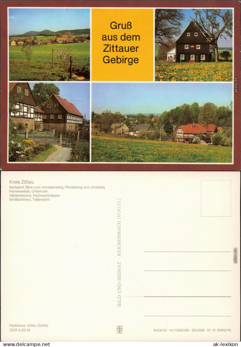 Zittau Bertsdorf Pferdeberg Und Jonsberg,   Hänischmühe - Fachwerkhäuser 1986 - Zittau