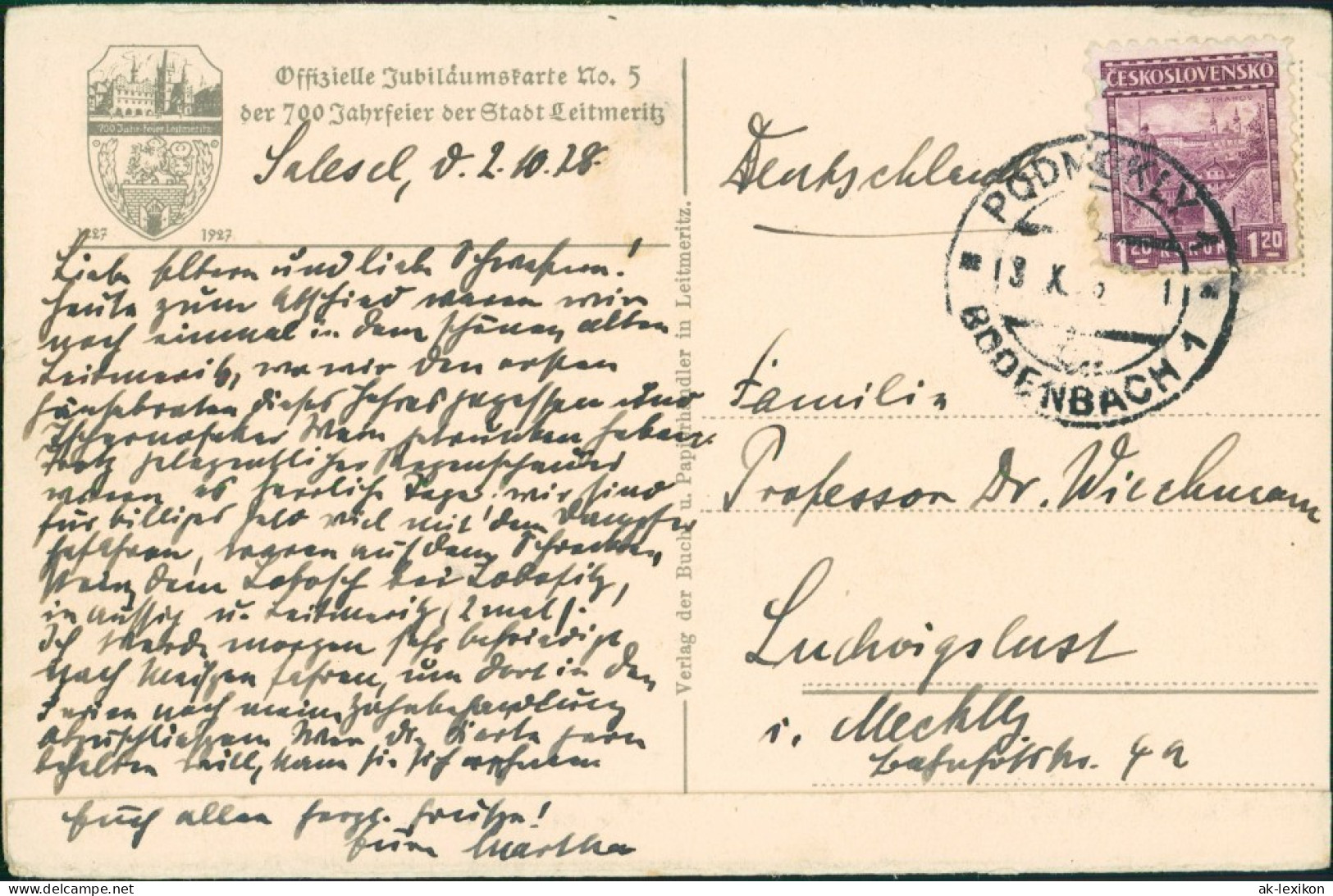 Postcard Leitmeritz Litoměřice Blick Vom Kelchhaus 1927 - Czech Republic