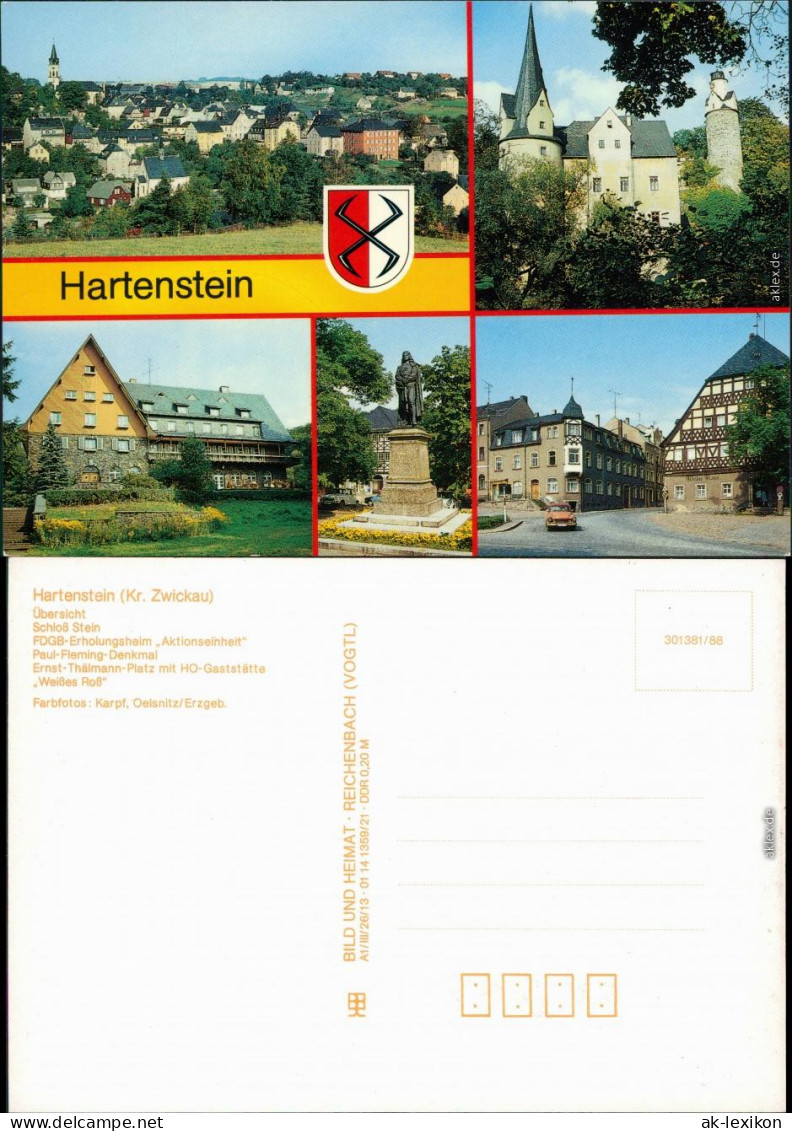 Hartenstein  FDGB-Erholungsheim Thälmann-Platz  HO-Gaststätte "Weißes Roß" 1988 - Hartenstein