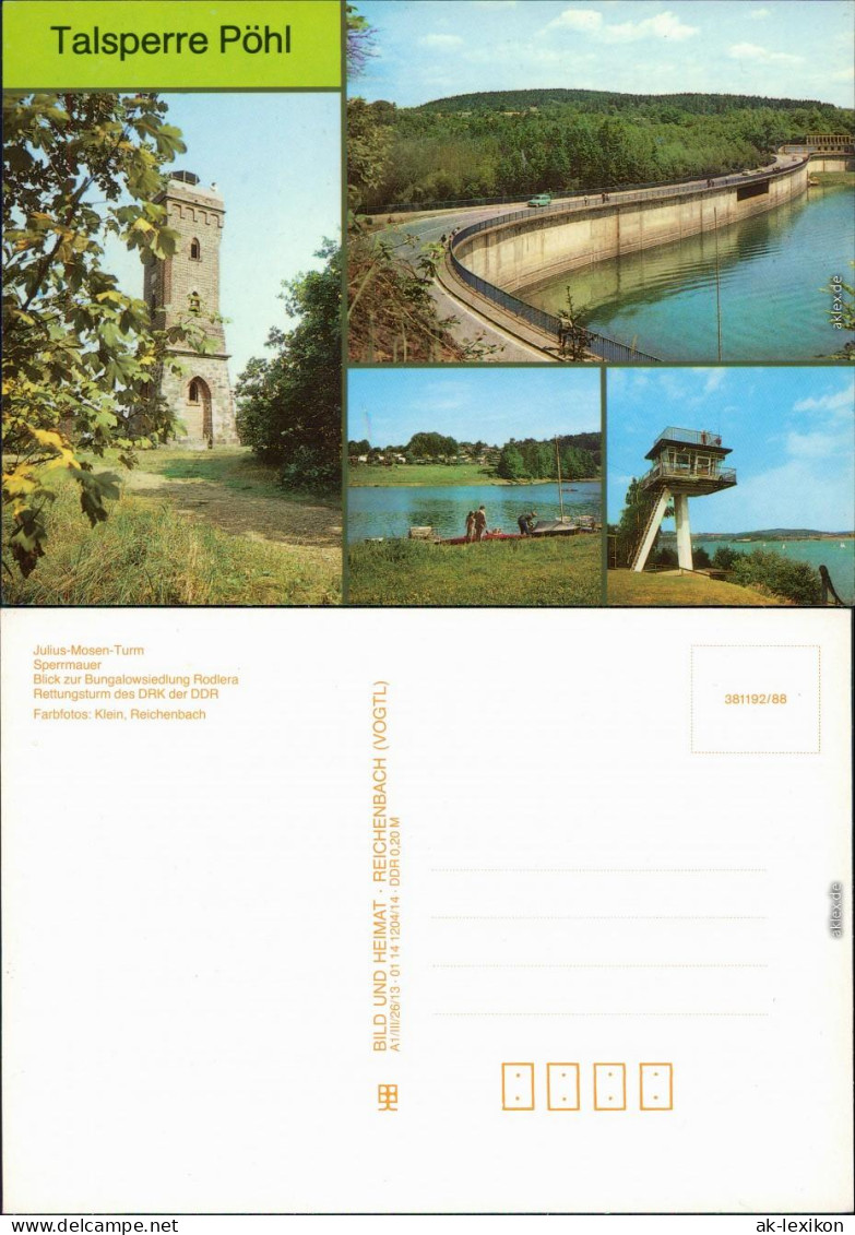 Pöhl Talsperre Sperrmauer, Bungalowsiedlung Rodlera, Rettungsturm Des DRK 1988 - Pöhl