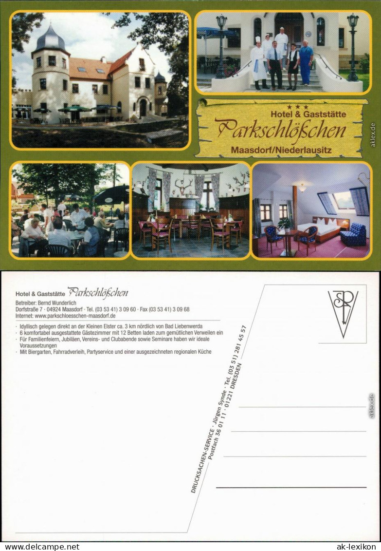 Maasdorf-Bad Liebenwerda Hotel Gaststätte Parkschlösschen Ansichtskarte  1999 - Bad Liebenwerda