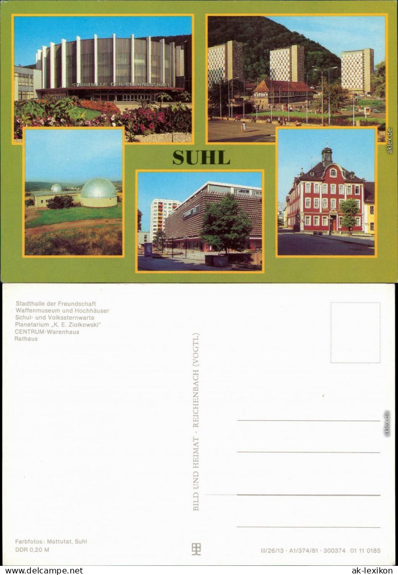 Suhl Stadthalle  Hochhäuser,  Planetarium, CENTRUM-Warenhaus 1981 - Sonstige & Ohne Zuordnung