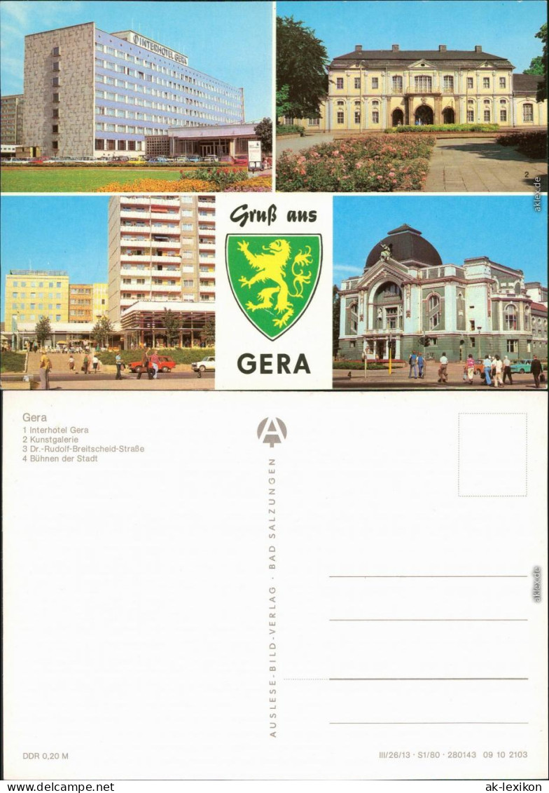 Gera Interhotel Gera Kunstgalerie Dr.-Rudolf-Breitscheid-Straße Bühnen  1980 - Gera