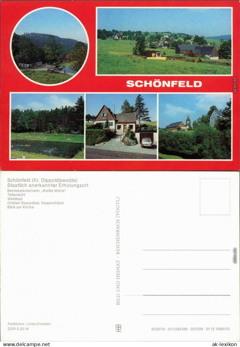 Schönfeld Dippoldiswalde B-heim Waldbad, OT Oberpöbel: Vesperstübel 1986 - Schmiedeberg (Erzgeb.)