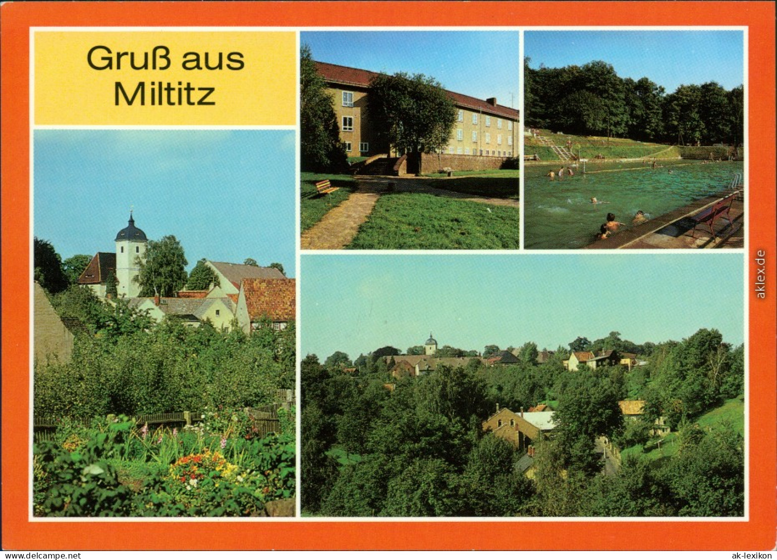 Miltitz Roitzschen-Triebischtal Kirche, Oberschule, Freibad, Teilansicht 1986 - Sonstige & Ohne Zuordnung