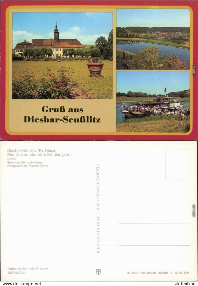 Diesbar Seußlitz Nünchritz (Elbe) Schloß, Blick Vom Göhrisch-Felsen,  1986 - Diesbar-Seusslitz