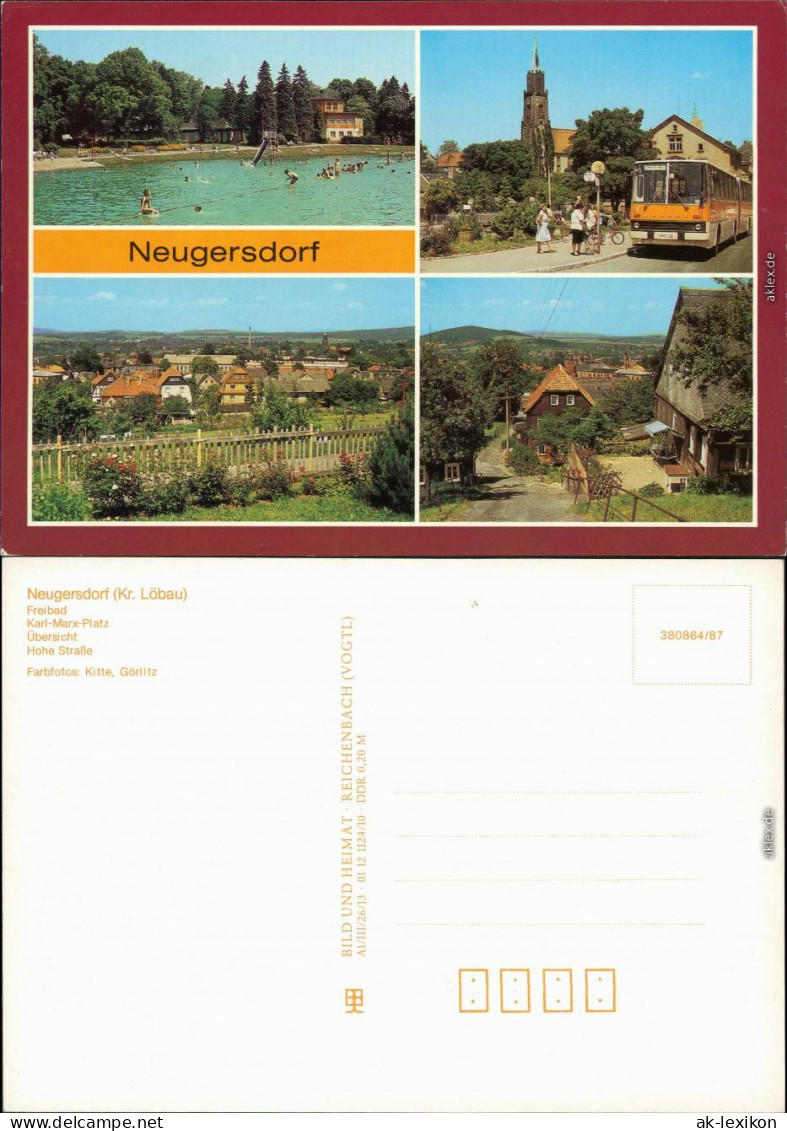 Neugersdorf Freibad, Karl-Marx-Platz, Übersicht, Hohe Straße 1987 - Neugersdorf