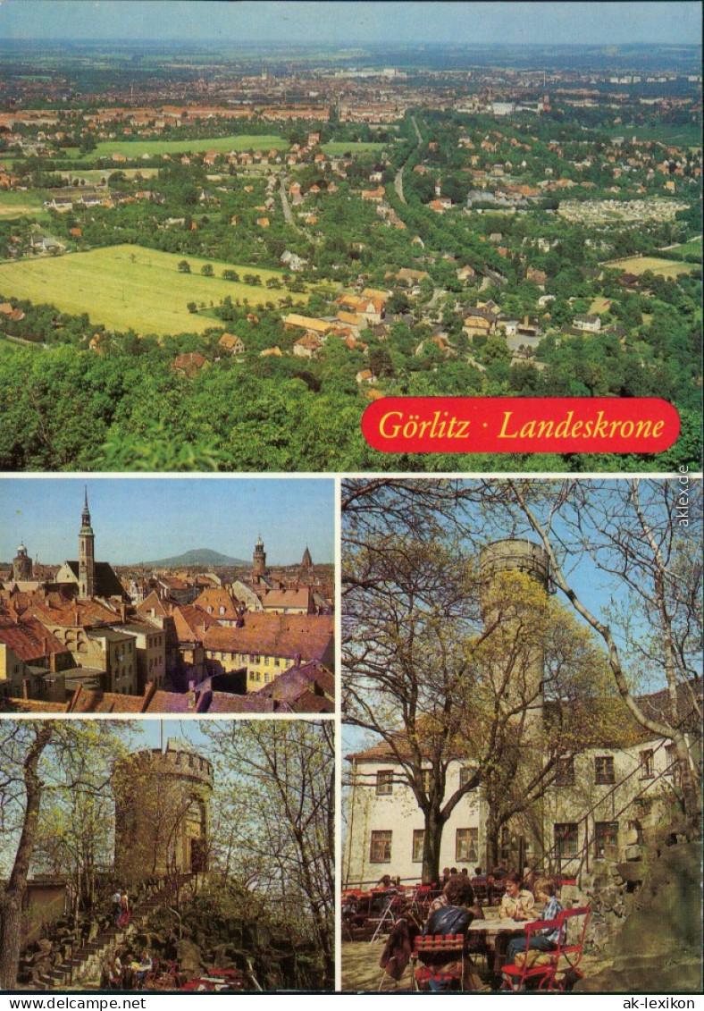 Görlitz Zgorzelec Panorama-Ansichten Und Landeskrone Mit HOG Burghof 1987 - Görlitz