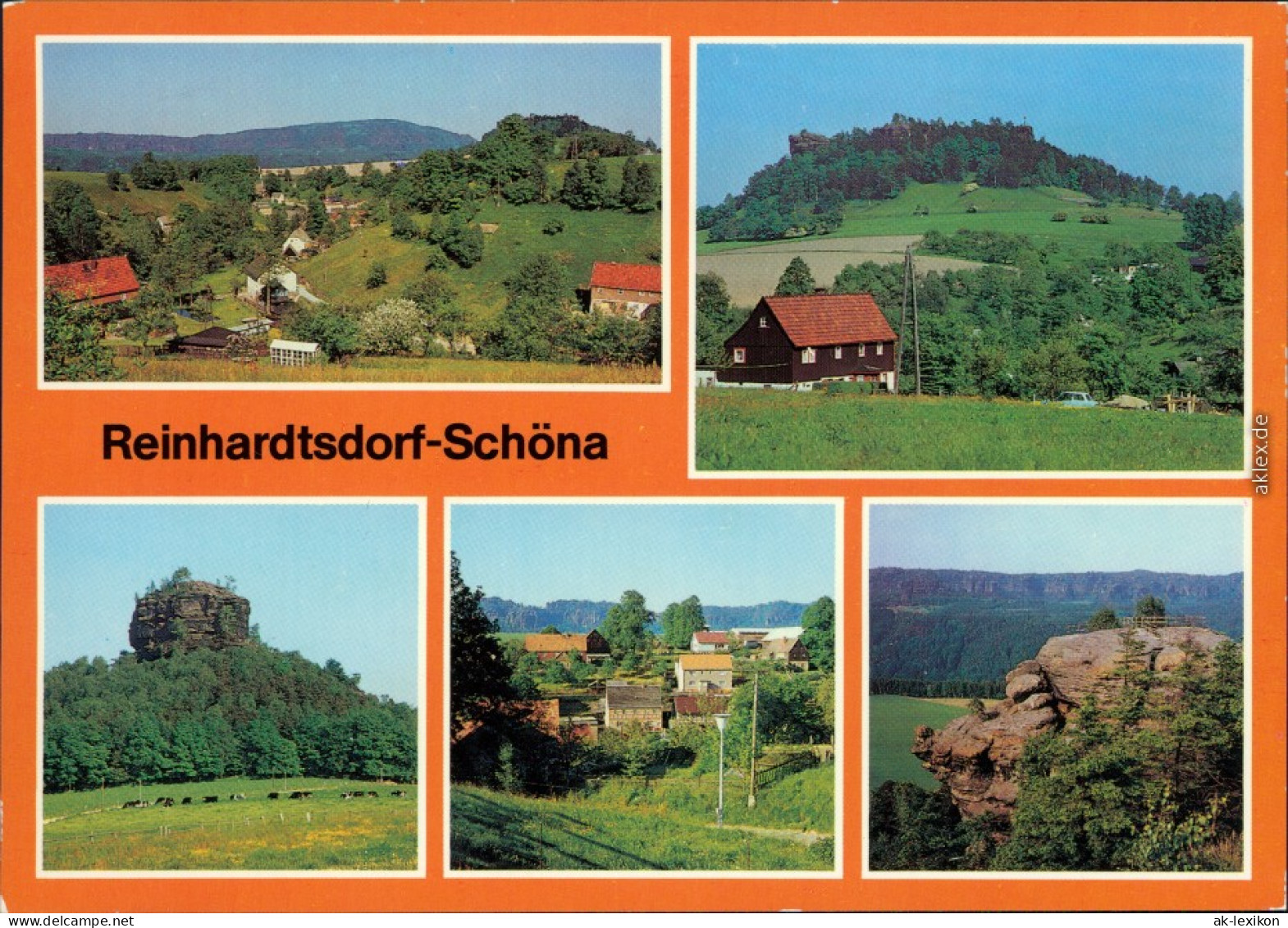 Reinhardtsdorf Schöna Teilansichten, Kaiserkrone, Zirkelstein,  Winterberg 1986 - Schoena