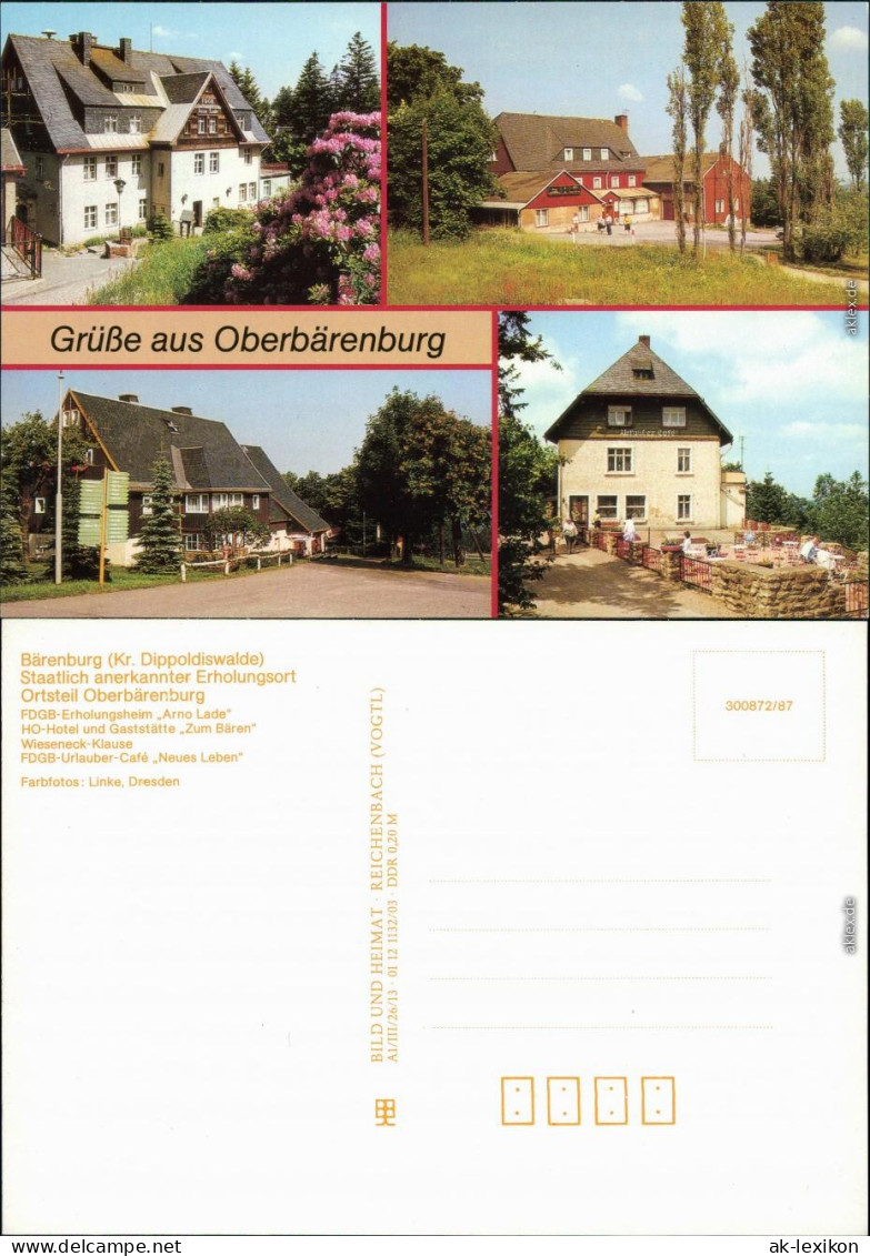 Oberbärenburg Altenberg (Erzgebirge) FDGB-Erholungsheim "Arno Lade",  1987 - Altenberg