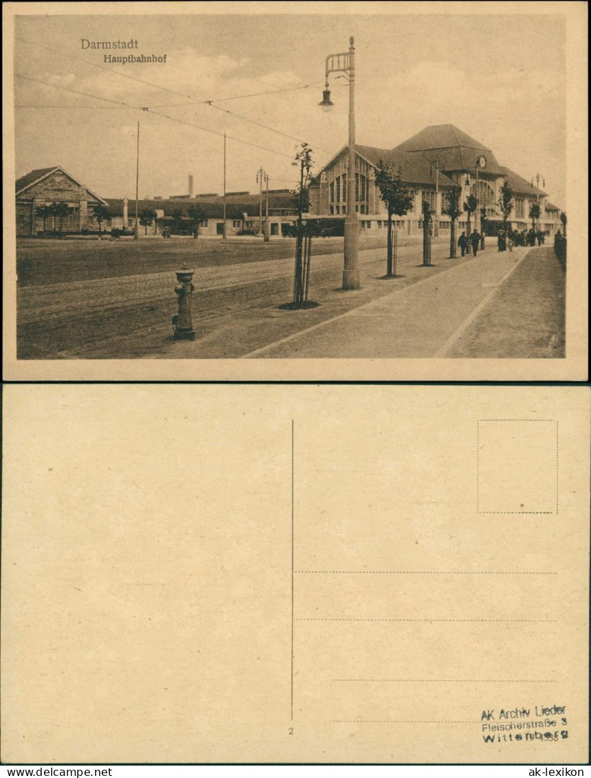Ansichtskarte Darmstadt Partie Am Bahnhof 1928 - Darmstadt