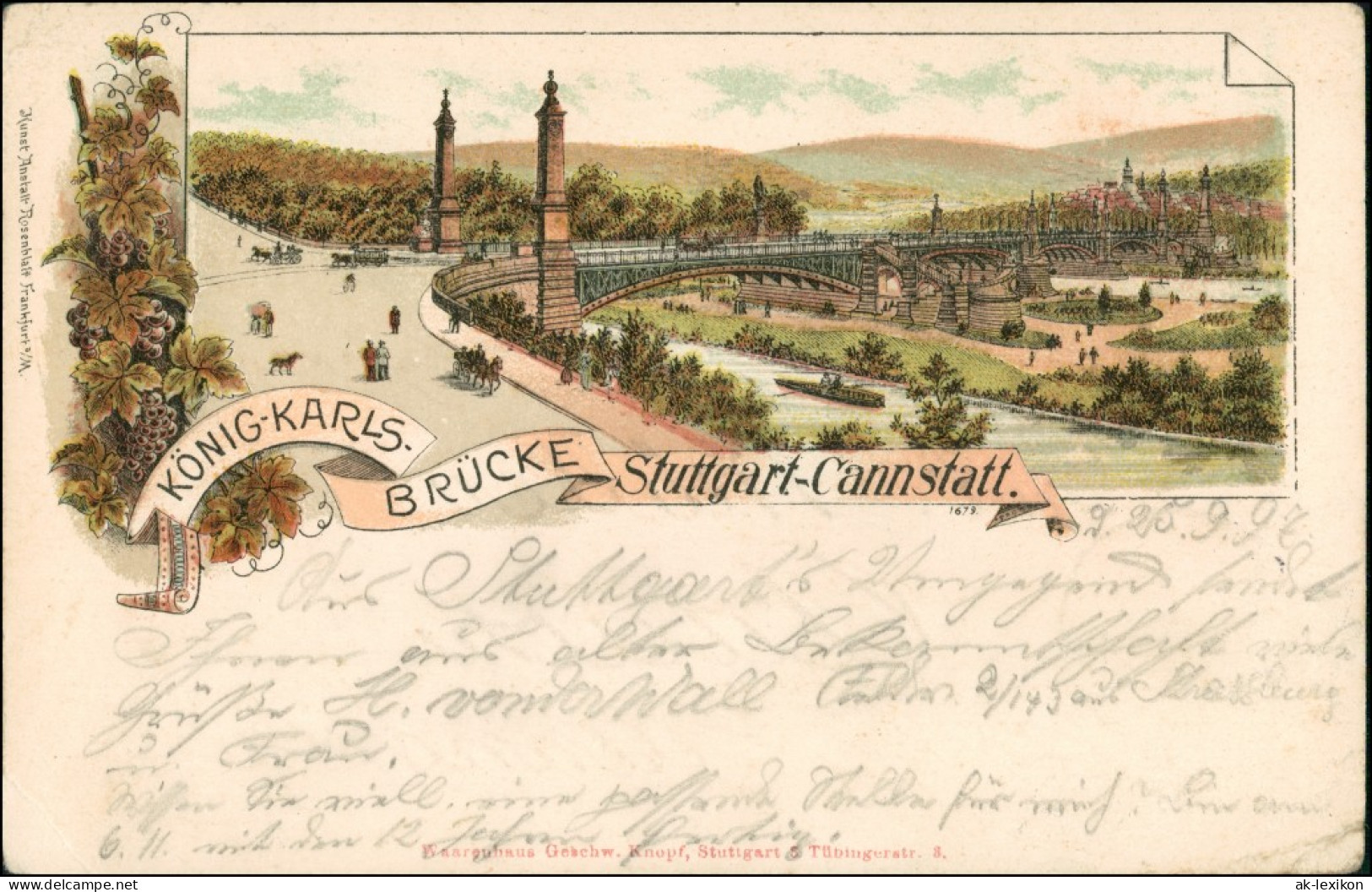 Ansichtskarte Cannstatt-Stuttgart König Karl - Brücke 1897 - Stuttgart