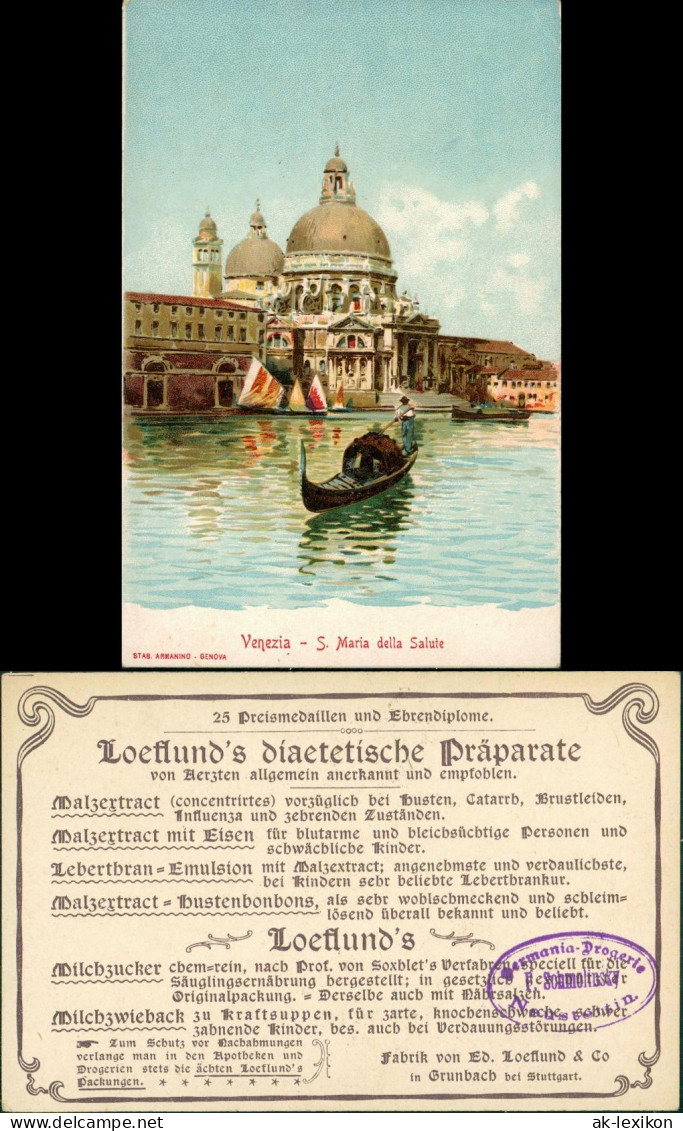 Venedig Venezia Gondel Werbekarte Loeflund Stuttgart Grunbach 1912 - Autres & Non Classés