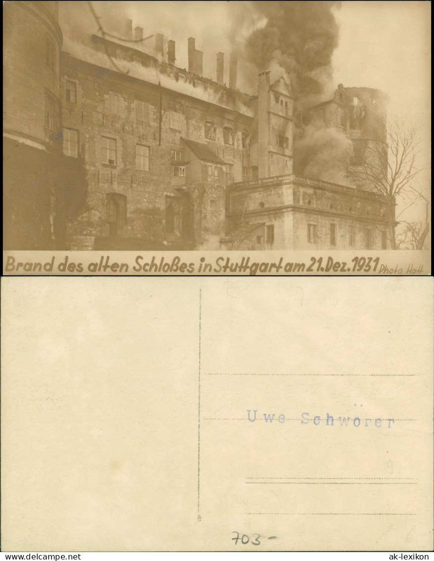 Ansichtskarte Stuttgart Brand Altes Schloss 1931 - Stuttgart