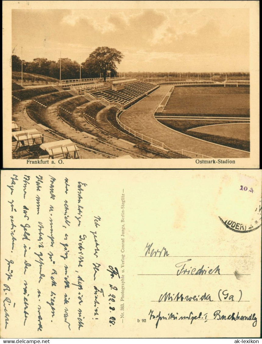 Słubice Frankfurt(Oder): Dammvorstadt/Gartenstadt Ostmarkstadion  Tribünen 1928 - Neumark