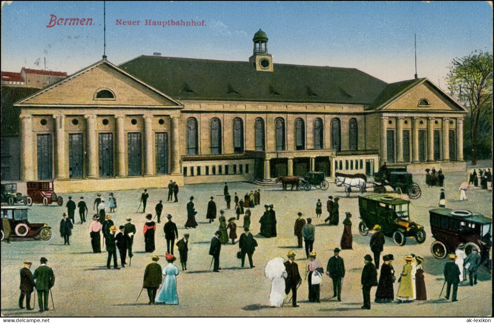 Ansichtskarte Barmen-Wuppertal Bahnhof Belebter Vorplatz 1914 - Wuppertal