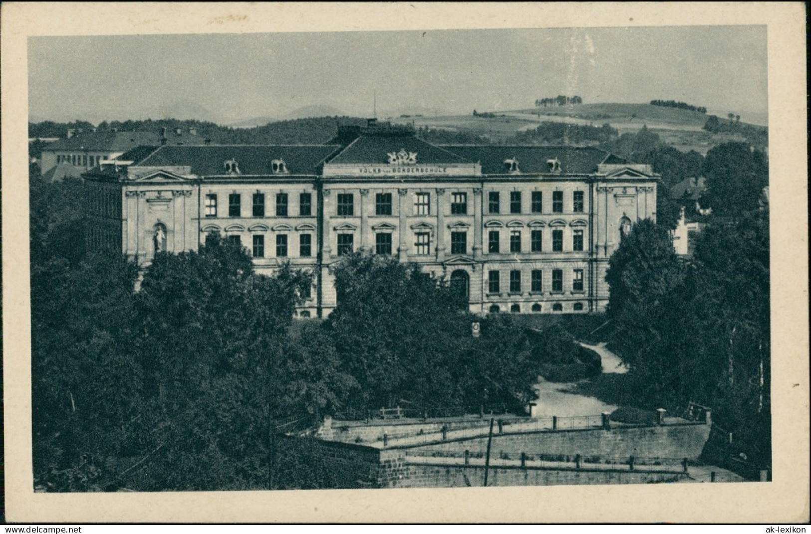 Postcard Niemes Mimo&#328; Bürgerschule 1937 - Czech Republic