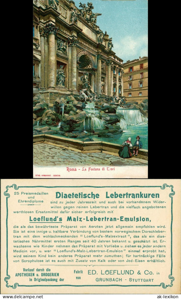 Rom Roma Trevi Werbekarte Loeflund Stuttgart Grunbach 1912 - Autres & Non Classés