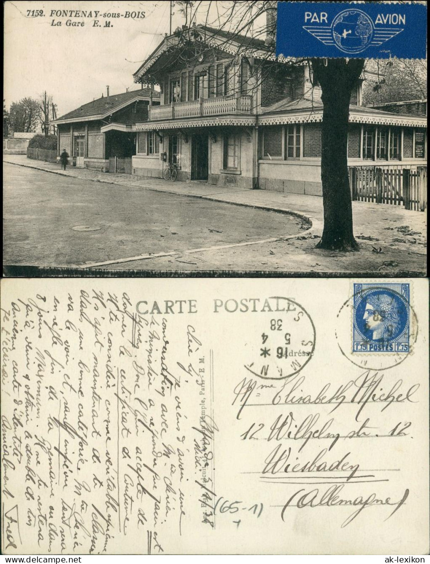 CPA Fontenay-sous-Bois Gare - Bahnhof 1938 - Andere & Zonder Classificatie